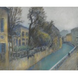 CASCELLA_Naviglio a Milano_1926_pastello su carta applicata su compensato_73 x 101 cm